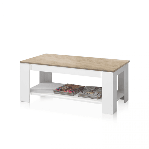 Mesa de centro elevatória Ambit Artik White (Branco mate) - Carvalho canadiano 100 x 43u201354 x 50cm cm Mesa de centro elevatória Ambit Artik White (Branco mate) - Carvalho canadiano 100 x 43u201354 x 50cm cm