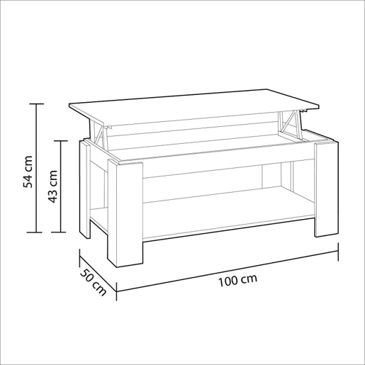 Mesa de centro elevatória Ambit Carvalho canadiano 100 x 43u201354 x 50cm cm Mesa de centro elevatória Ambit Carvalho canadiano 100 x 43u201354 x 50cm cm