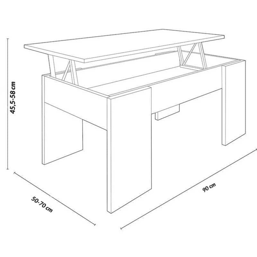 Mesa de centro elevável Gala Cambria 90 x 43,5 x 50 cm