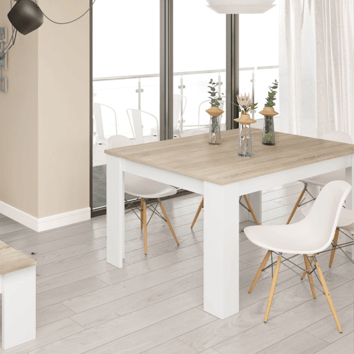 Mesa de jantar extensível Kendra 140 Artik White (Branco mate) - Carvalho canadiano 140u2013190 x 78 x 90cm cm