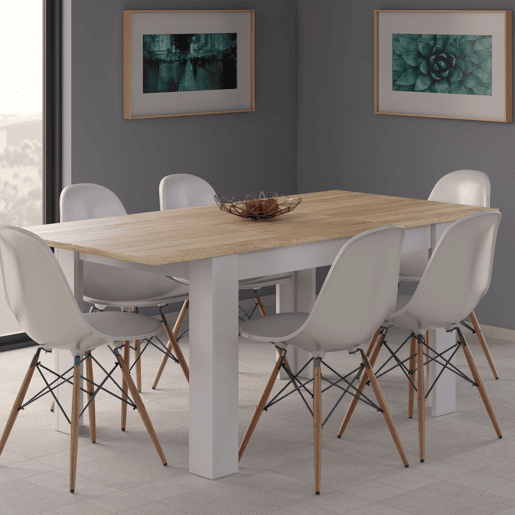 Mesa de jantar extensível Kendra 140 Artik White (Branco mate) - Carvalho canadiano 140u2013190 x 78 x 90cm cm