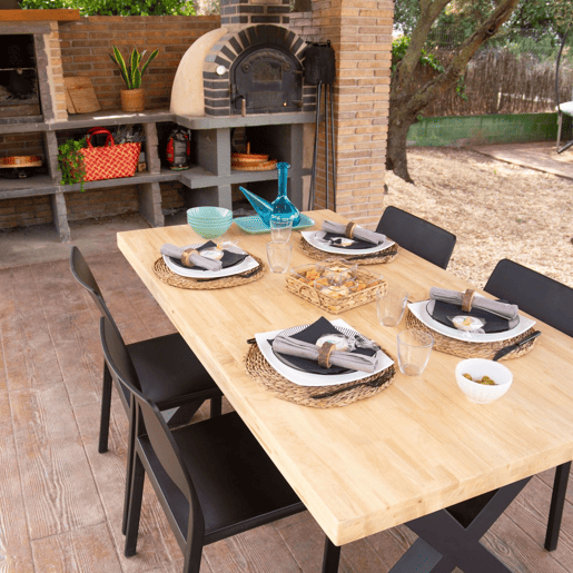 Mesa de jantar X-Loft 160 Carvalho selvagem - Preto 160x90 cm