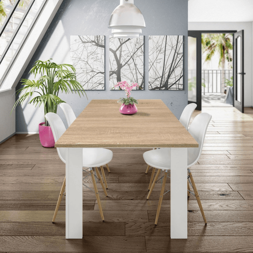 Mesa de jantar extensível Kendra 123 Artik White (Branco mate) - Carvalho canadiano 123u2013173 x 78 x 75cm cm