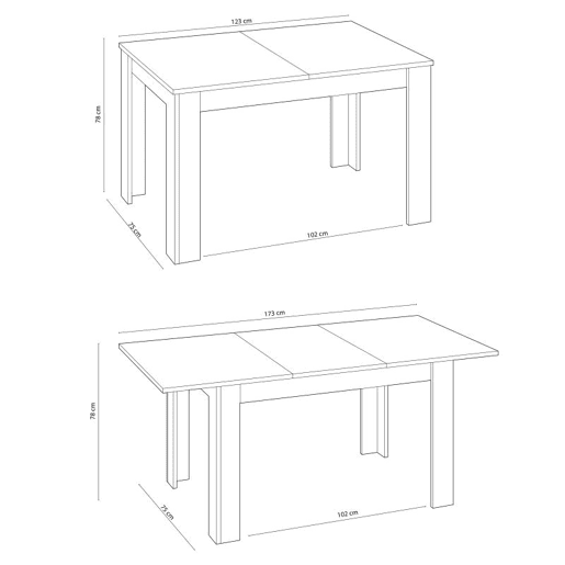 Mesa de jantar extensível Kendra 123 Artik White (Branco mate) - Carvalho canadiano 123u2013173 x 78 x 75cm cm