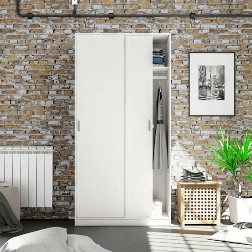Máximo de 2 roupeiros com portas de correr Artik White (Branco mate) 100 x 200 x 50 cm