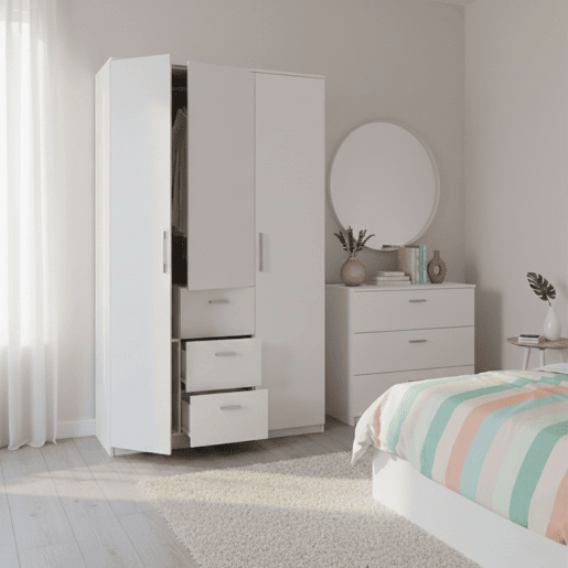 Roupeiro Roupeiro 3 portas Blanco Brillo 120 x 200 x 52 cm Roupeiro Roupeiro 3 portas Blanco Brillo 120 x 200 x 52 cm