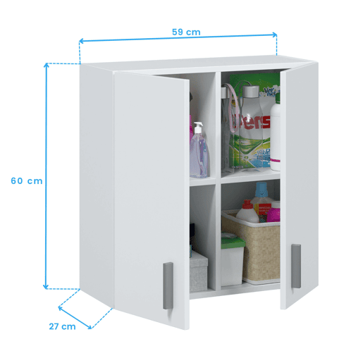 Armário suspenso multiusos Branco 59 x 60 x 26,5cm cm Armário suspenso multiusos Branco 59 x 60 x 26,5cm cm