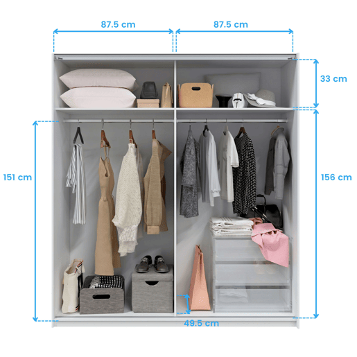 Roupeiro Low Cost 4 portas Branco brilhante 180 x 200 x 52 cm