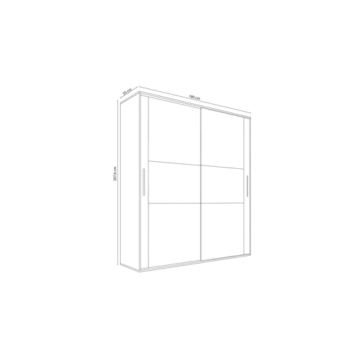 Roupeiro 2 portas de correr Uniq 180 Pinho Andersen - Cinzento 180 x 207,6 x 55 cm