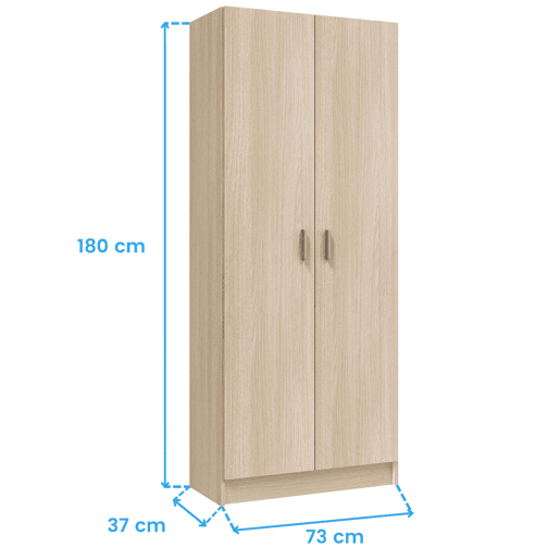 Armário multiusos 2 portas 3 zonas Carvalho 73 x 180 x 37cm cm Armário multiusos 2 portas 3 zonas Carvalho 73 x 180 x 37cm cm