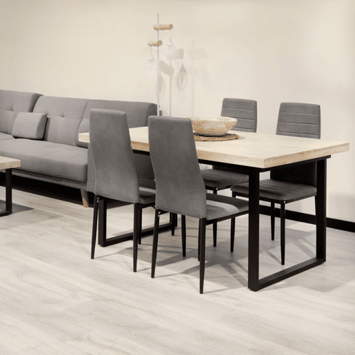 Conjunto de 6 cadeiras de jantar Yuri Cinzento escuro - Preto 39 x 97 x 38 cm