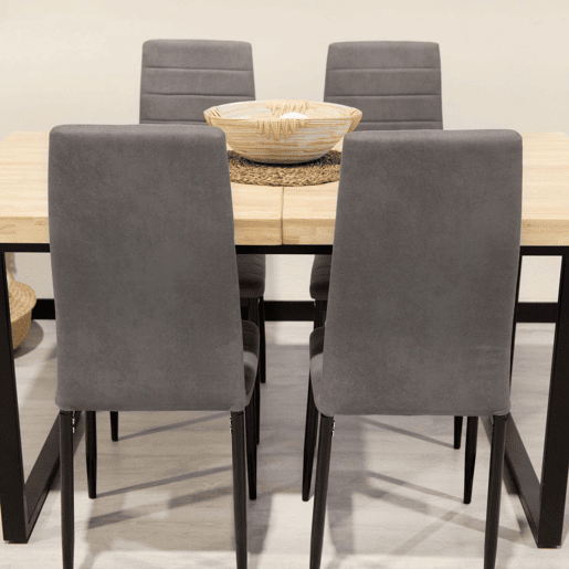 Conjunto de 6 cadeiras de jantar Yuri Cinzento escuro - Preto 39 x 97 x 38 cm