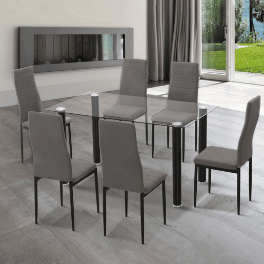 Conjunto de 6 cadeiras de jantar Yuri Cinzento escuro - Preto 39 x 97 x 38 cm