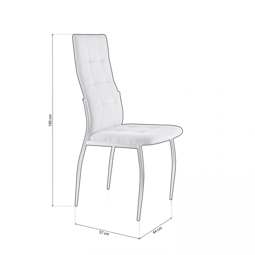 Conjunto de 4 cadeiras de jantar Diana Tecido - Cinzento 44 x 100 x 57cm cm
