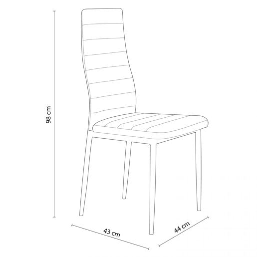 Conjunto de 4 cadeiras de jantar em tecido Niza Cinzento 43 x 98 x 44 cm