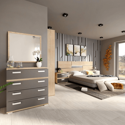 Cabeceira da cama Ataneq Pure Leds Cambria - Grafite 260 x 60 x 3,2 cm
