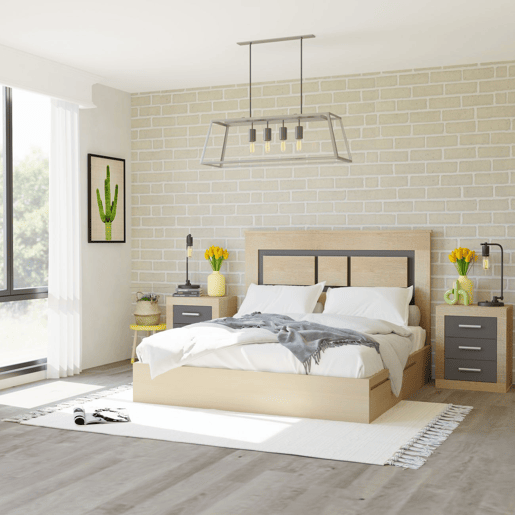 Cabeceira Lara 160 Cambria - Grafite 160 x 119,3 x 3,8 cm