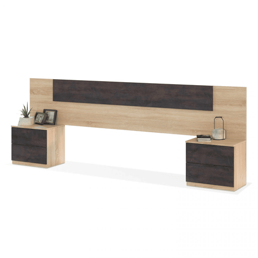 Cabeceira Luca com mesas de cabeceira Carvalho canadiano - Ferrugem 247 x 95 x 38 cm Cabeceira Luca com mesas de cabeceira Carvalho canadiano - Ferrugem 247 x 95 x 38 cm
