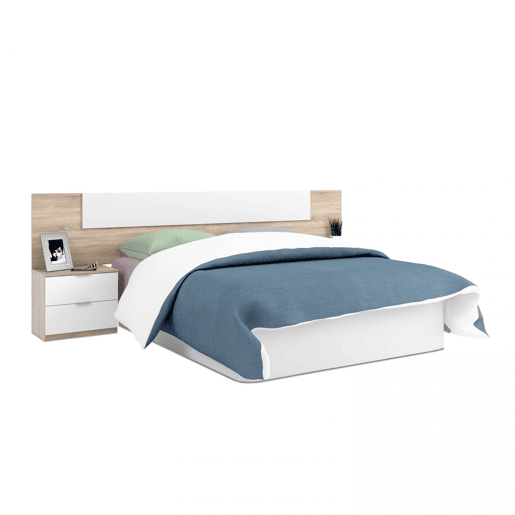 Cabeceira Luca com mesas de cabeceira Artik White (Branco mate) - Carvalho canadiano 247 x 95 x 38 cm Cabeceira Luca com mesas de cabeceira Artik White (Branco mate) - Carvalho canadiano 247 x 95 x 38 cm