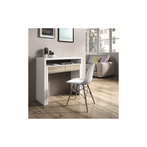 Secretária extensível Mesa Artik White (Branco mate) - Carvalho canadiano 98,5 x 87,5 x 36u201366 cm Secretária extensível Mesa Artik White (Branco mate) - Carvalho canadiano 98,5 x 87,5 x 36u201366 cm