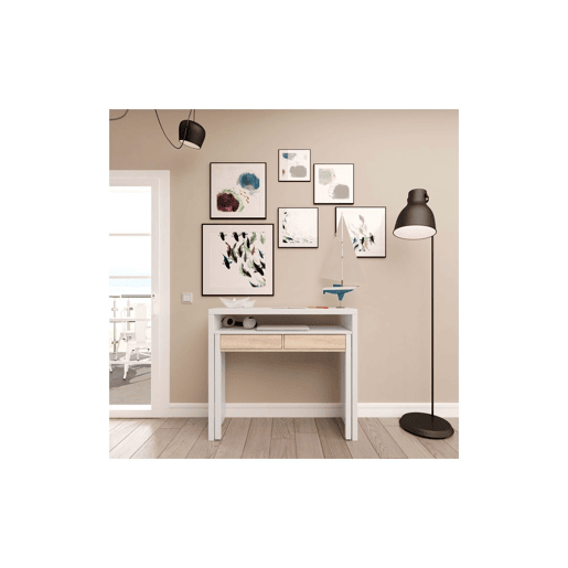 Secretária extensível Mesa Artik White (Branco mate) - Carvalho canadiano 98,5 x 87,5 x 36u201366 cm Secretária extensível Mesa Artik White (Branco mate) - Carvalho canadiano 98,5 x 87,5 x 36u201366 cm