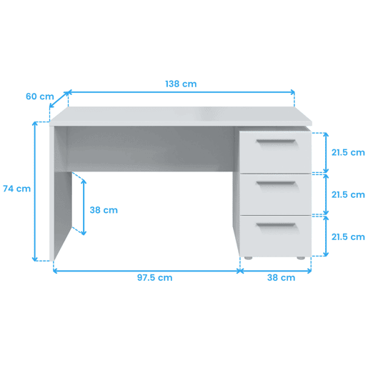 Mesa de escritorio Stylus Artik White (Branco mate) 138 x 74 x 60cm cm Mesa de escritorio Stylus Artik White (Branco mate) 138 x 74 x 60cm cm