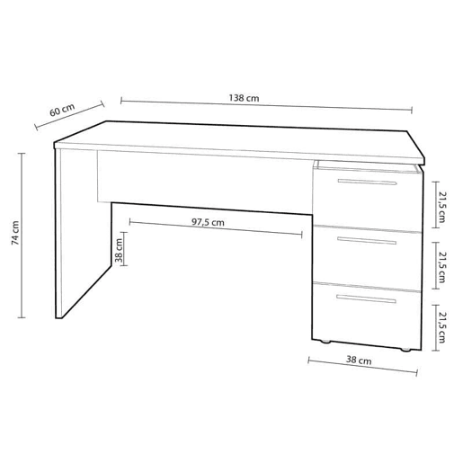 Mesa de escritorio Stylus Artik White (Branco mate) 138 x 74 x 60cm cm Mesa de escritorio Stylus Artik White (Branco mate) 138 x 74 x 60cm cm