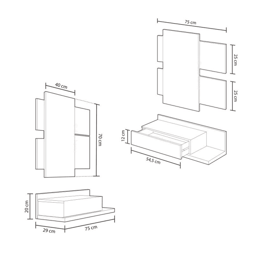 Mobiliário de corredor Tekkan Branco Artik (Branco mate) - Cinzento Cimento 75 x 116 x 29cm cm Mobiliário de corredor Tekkan Branco Artik (Branco mate) - Cinzento Cimento 75 x 116 x 29cm cm