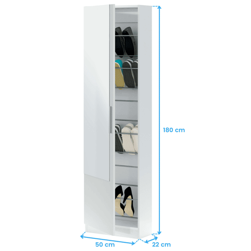 Sapateira Kristal 1 porta Artik White (Branco mate) 50 x 180 x 22cm cm Sapateira Kristal 1 porta Artik White (Branco mate) 50 x 180 x 22cm cm