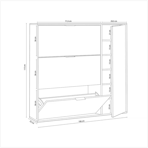 Sapateira Classe 4 portas Artik White (Branco mate) - Carvalho canadiano 106 x 115 x 22 cm Sapateira Classe 4 portas Artik White (Branco mate) - Carvalho canadiano 106 x 115 x 22 cm