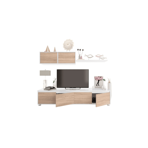 Mobiliário de sala de estar Alida Artik White (Branco mate) - Carvalho canadiano 200 x 43 x 40,7 cm