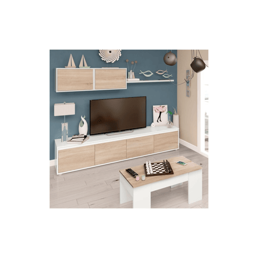 Mobiliário de sala de estar Alida Artik White (Branco mate) - Carvalho canadiano 200 x 43 x 40,7 cm