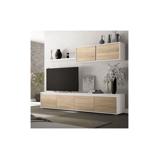 Mobiliário de sala de estar Alida Artik White (Branco mate) - Carvalho canadiano 200 x 43 x 40,7 cm