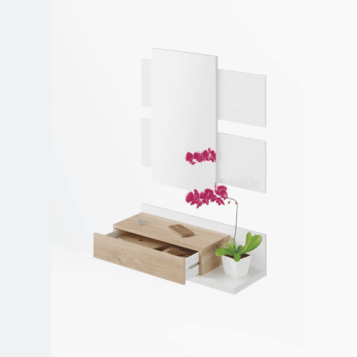 Mobiliário de corredor Tekkan Artik White (Branco mate) - Carvalho canadiano 75 x 116 x 29cm cm