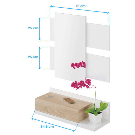 Mobiliário de corredor Tekkan Artik White (Branco mate) - Carvalho canadiano 75 x 116 x 29cm cm