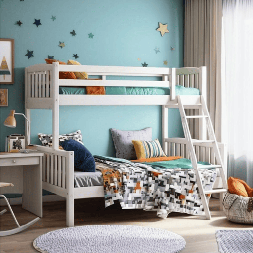 Beliche Triplo Infantil em Madeira Maciça - Venprodin - 190x90190x135 - Cor Branco