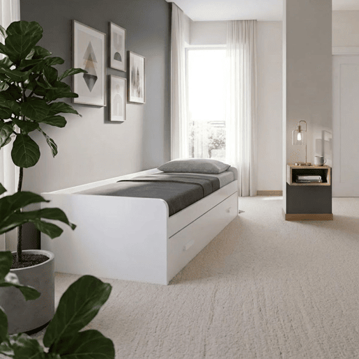 Cama com gavetão - 90 Cm - Venprodin - 54X201X98Cm - Branco