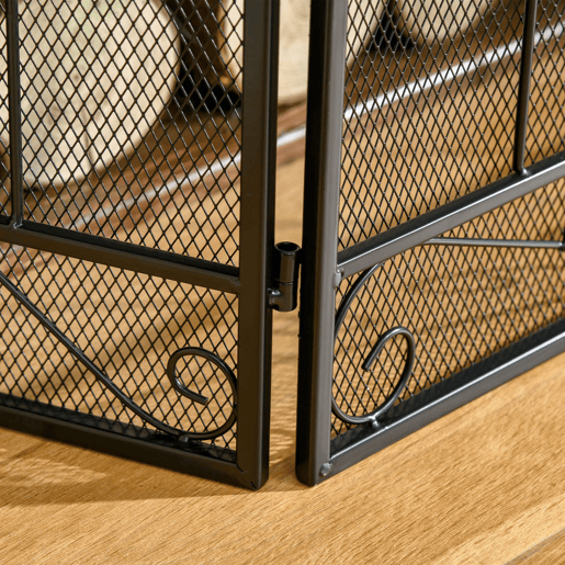 HOMCOM Frente de Lareira Dobrável Frente para Lareira com 3 Painéis Dobradiças Estrutura de Metal e Arame Decorativo 105x80,5cm Preto HOMCOM Frente de Lareira Dobrável Frente para Lareira com 3 Painéis Dobradiças Estrutura de Metal e Arame Decorativo 105x80,5cm Preto