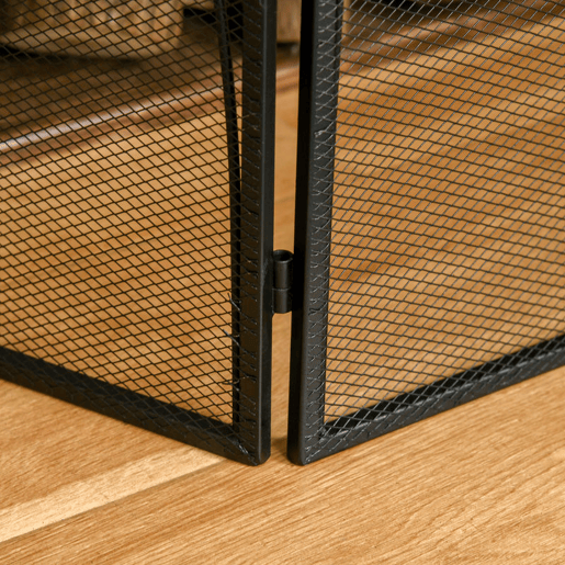 HOMCOM Frente para Lareira Dobrável Proteção para Lareira de 3 Painéis com Dobradiças e Estrutura de Metal Decorativa 126x2x76cm Preto HOMCOM Frente para Lareira Dobrável Proteção para Lareira de 3 Painéis com Dobradiças e Estrutura de Metal Decorativa 126x2x76cm Preto