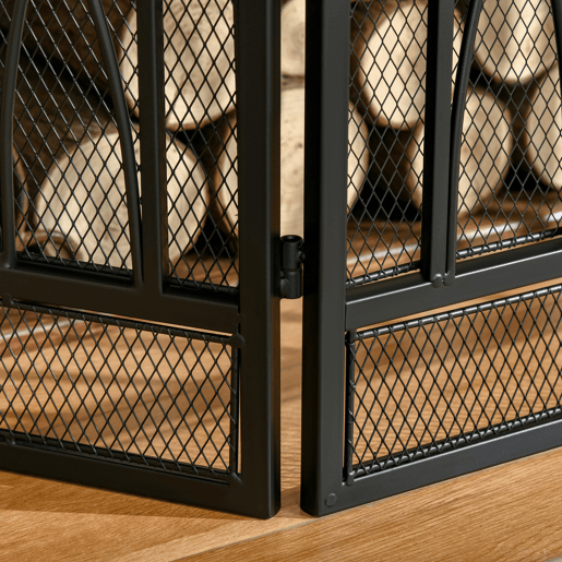 HOMCOM Frente de Lareira Dobrável Frente para Lareira com 3 Painéis com Dobradiças e Estrutura de Metal Decorativa 126x3x80cm Preto HOMCOM Frente de Lareira Dobrável Frente para Lareira com 3 Painéis com Dobradiças e Estrutura de Metal Decorativa 126x3x80cm Preto