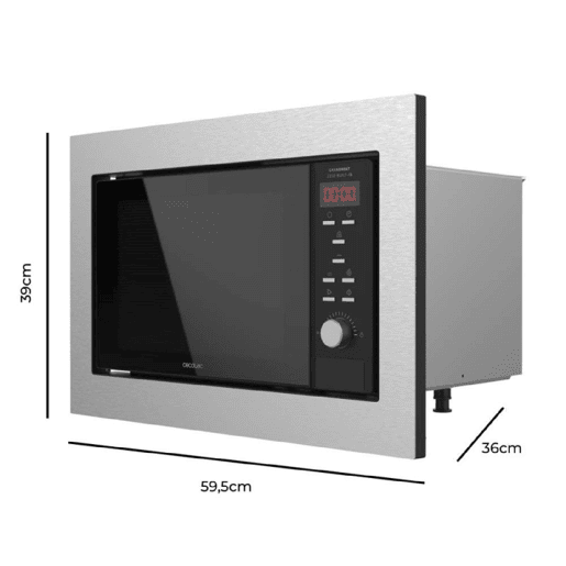 Cecotec Micro-ondas encastre digital de 23 litros de capacidade com grill, 900 W de potência e 9 funções prédefinidas.