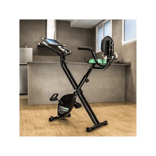 Cecotec Bicicleta estática dobrável com encosto, apoio lateral e suporte para tablets.