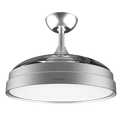 Cecotec Ventoinha de teto com pás retrácteis e acabamento branco, iluminação LED com 3 intensidades e 42 de diâmetro. Temporizador 8 h, função Inverno-Verão, controlo remoto e 3 pás.