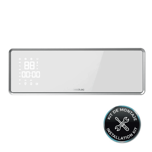 Cecotec Aquecedor de parede cerâmico com 2000 W, ecrã LED, controlo Wi-Fi, controlo remoto, 3 modos, oscilação, programador semanal, proteção IP22 e máxima segurança.