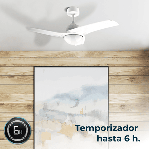 Cecotec Ventoinha de teto de 49 W e 42u2019u2019 com luz LED, controlo remoto, 3 velocidades, 3 pás e modo VerãoInverno.