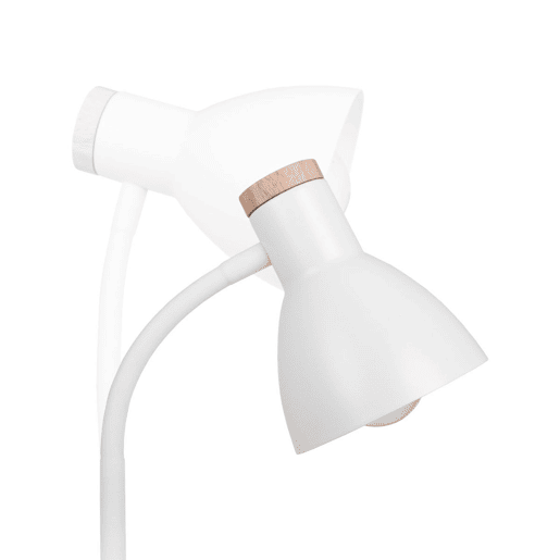 candeeiro flexográfico de metal branco série argos 14cm