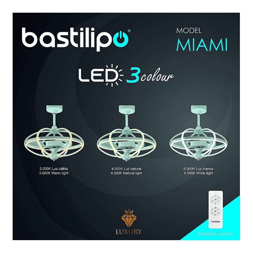 candeeiro de ventoinha metálico da série miami cor branca 63cm candeeiro de ventoinha metálico da série miami cor branca 63cm