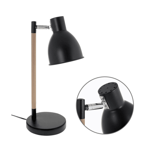 candeeiro flexográfico de metal preto série delza 16cm