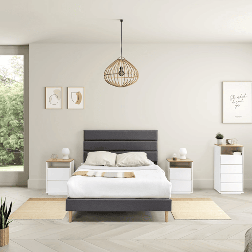 Estrutura de cama estofada Aroma 90x190 cm, cinzento escuro