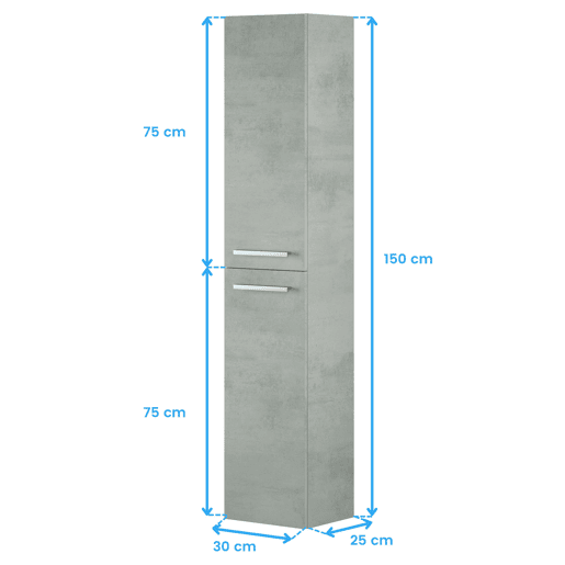 Casa de banho coluna cimento Athena 2 portas Cimento 30 x 150 x 25cm cm
